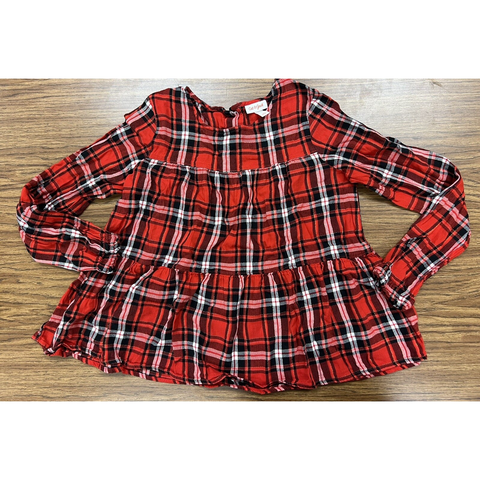 Cat & Jack Xl (14/16) Red Plaid Shirt Girls Shirt